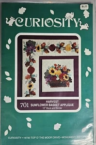 Curiosity 701 Harvest Sunflower Basket Applique VINTAGE 1993 Unused-QP5 - Picture 1 of 2