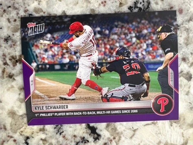 2022 TOPPS NOW PURPLE PARALLEL CARD 05/25 PHILLIES KYLE SCHWARBER #479 - Image 1 of 1