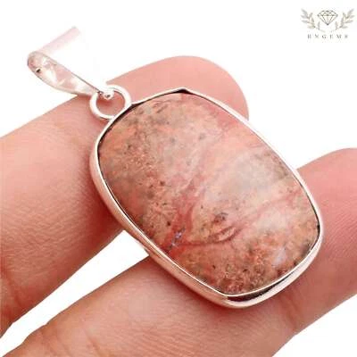 Diaspro Gemma 925 Ciondolo Placcato Argento Handmade Gioielli Regalo - Immagine 1 di 3