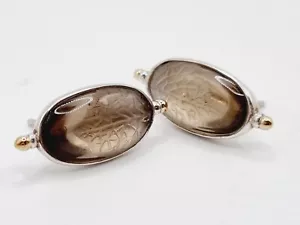 Links of London ANTHOLOGY earrings smokey quartz studs sterling silver gold - Picture 1 of 7