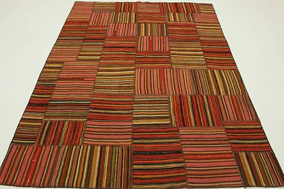 Vintage Patchwork Orientteppich Kelim Used Look modern 240x160 rot rosa 2638 - Bild 1 von 4