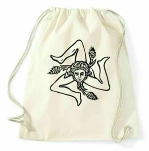 Sicily Gym Bag Sicilia Logo Coat of Arms Flag Sports Bag Jute Bag Backpack - Picture 1 of 10