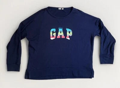Gap Womens Multi Colored Logo Crew Neck Sweatshirt Embroidered Size XL *READ* - Image 1 of 4