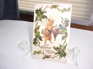 ANTIKE POSTKARTE BRÜSSELER GÄNSECHEN 1912 WEIHNACHTEN STECHPALMEN MIT MAKABREN TÜRKIS - Bild 1 von 5