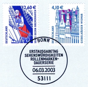 BRD 2003: Bremerhaven und Wismar SWK Nr 2322+2323 mit Bonner Sonderstempel 25-05 - Bild 1 von 1