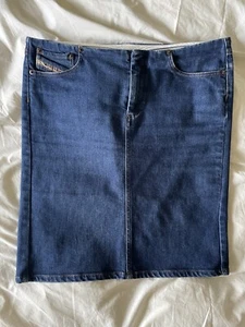 Diesel Blue Denim Skirt Waist 28 / Apx Dress Size 12 - 19.5” Long - Picture 1 of 7