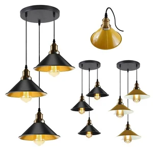 Lámpara colgante industrial vintage de 3 cabezales E27 con soporte para bombilla Reino Unido - Imagen 1 de 23