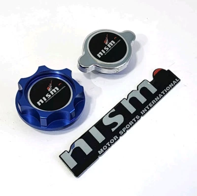 BLUE ENGINE OIL CAP & RADIATOR CAP FOR FITS NISM-O 240SX 300ZX 350Z 370Z JDM - Image 1 of 4