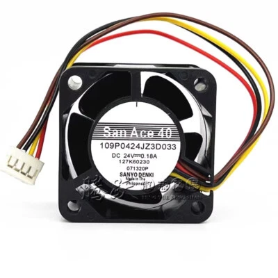 Sanyo 109P0424JZ3D033 4028 24V 0.18A 4CM 4-Pin Dual Ball Inverter Cooling Fan - Image 1 of 4