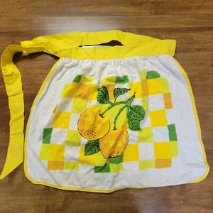 Vintage Frottee Taillenschürze Obst hell Handtuch 60er Jahre - Bild 1 von 6