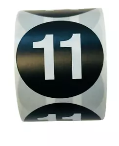 2" Round Number 11 Adhesive Inventory Numbering Labels 500 Per Roll (# 11) - Picture 1 of 4