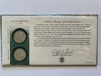 1999-P&D Pennsylvania State Quarter 1st Day Cover US Mint Issued - Mint Sealed - Image 1 of 4