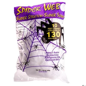 Fun World Super Stretch Spider Web 130SF 40g Halloween Hanging Decoration, White - Picture 1 of 2