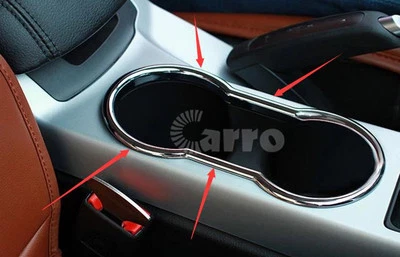 Interior Chrome ABS Cup Holder Cover Trims Shiny For Ford Escape Kuga 2013-2016 - Image 1 of 4