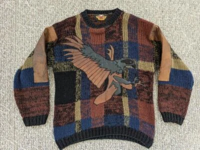 Suéter Harley Davidson vintage de los años 90 Eagle tejido águila L cuero acrílico coogi Foto 1 de 4