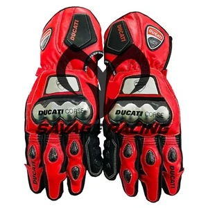 Ducati Corse Motorcycle Riding Gloves Motorbike Racing Leather Gloves All Sizes - Picture 1 of 2
