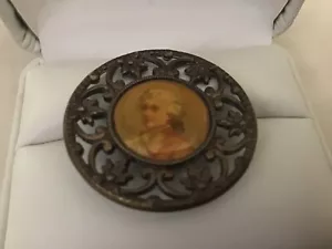 Antica litografia con bottoni in metallo Conte A Fersen vittoriana da collezione 1,5" - Foto 1 di 6
