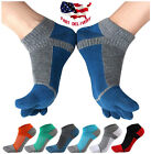 USA 5 Pairs Men Five Finger Toe Socks Cotton Crew Casual Colorful Patterned 7-11