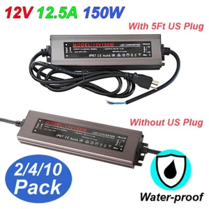 LED Transformer AC to DC12V Power Supply 12.5A 150W IP67 Waterproof LED Driver - Picture 1 of 14