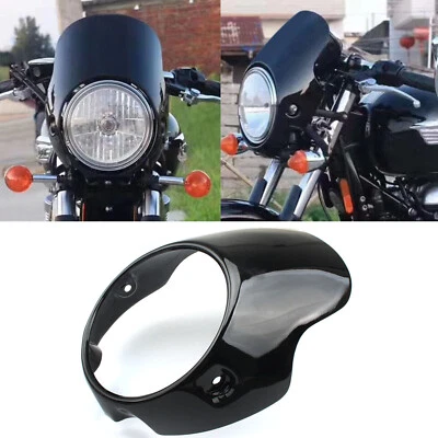 Cubierta de parabrisas de carenado de faros de 8" negra brillante para Triumph Bonneville T100 Foto 1 de 4