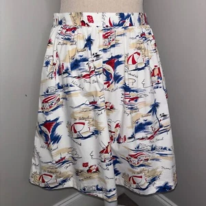 Brooks Brothers NEU Florida Strand Städte Grafik voller Rock gewebte Baumwolle Gr. 4 - Bild 1 von 9