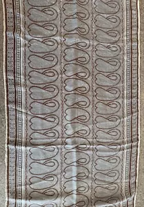 CARLISLE Vintage Gray/Brown Paisley Pure Silk Rectangular Scarf Wrap 19x56" - Picture 1 of 4