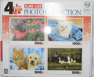 Sure Lox 4 - 1000 Piece Puzzles Kitten in Jean Pocket Cat and Lab 2 puppies - Picture 1 of 9