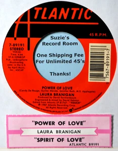 Laura Branigan Power of Love -Pop Rock- Jukebox Strip & EX 45 7" Vinyl -Coupons! - Picture 1 of 3