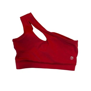 Savvi Activewear Sports Bra Padded Size XS Red One Shoulder Logo - Picture 1 of 5
