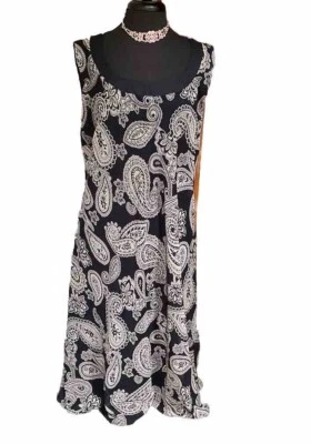 Studio 1 黑色佩斯利无袖长裙,尺寸 20 有内衬 Goth Whimsigoth — 第 1/4 张图片