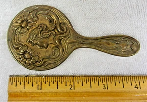 Vintage antike Kinder Mädchen Puppe HANDSPIEGEL ~ 4" viktorianischer Jugendstil - Bild 1 von 4