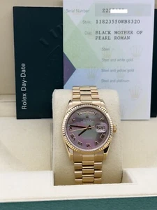 Rolex 118235 President Day Date Tahitian Mother Of Pearl 18K Rose Gold Box Paper - Picture 1 of 13