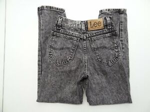 Lee Jeans Boys 12 Slim 24x27 Black Acid Wash 80s VTG 80s 90s Union Made in USA