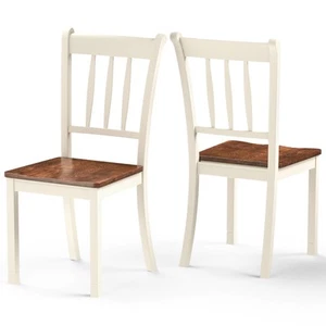 Set of 2 Wood Dining Chair High Back Kitchen Whitesburg Home Ivory White - Picture 1 of 6