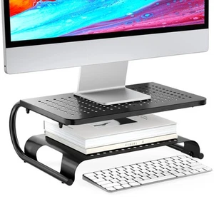 Monitor Stand Riser, Computer Desktop Stand Riser Holder, Vented Metal 2 Tier... - Picture 1 of 8