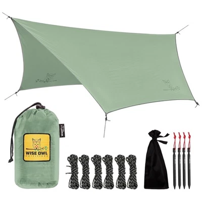 Spacious 11'x9' Waterproof Camping Tarp - Lightweight Rain Fly for Backpacking - Image 1 of 4