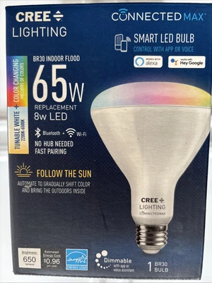 CREE 65-Watt 2200k-6500k Smart LED Light Bulb Use Alexa Hey Google Color Change - Image 1 of 4