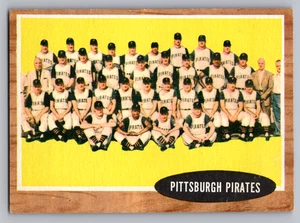 1962 TOPPS #409 PITTSBURGH PIRATES TEAM CARD W/ROBERTO CLEMENTE & BILL MAZEROSKI - Picture 1 of 3