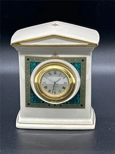 Lenox Classic Manteluhr grün Pfauenfeder Design Goldrand Vintage China - Bild 1 von 6