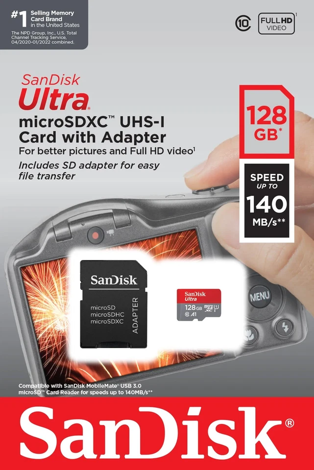 SANDISK MICROSD ULTRA 128GB XC ANDROID+AD. 140MB/S - Immagine 1 di 1