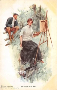 Postcard OCP Artist Harrison Fisher "An Hour With Art" c1907 - Imagen 1 de 2