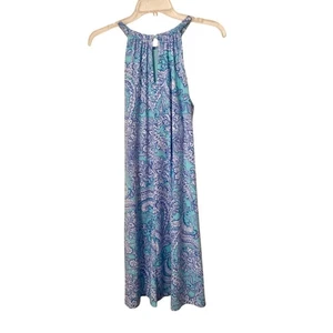 Cynthia Rowley Women's Mini Halter Shift Dress Size M Green Blue Paisley Print  - Picture 1 of 7