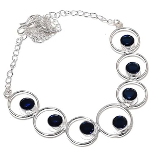 Blue Tanzanite Gemstone Handmade 925 Sterling silver Jewelry Necklace Size 18" - Picture 1 of 1