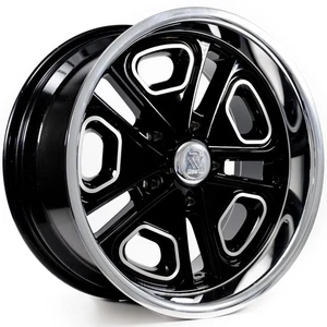 18x9.5 Resto R102 Del Ray Gloss Black Milled Diamond Cut Lip Wheel 5x4.5 (1mm) - Picture 1 of 5