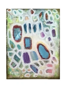 Aceo By Kenna Original Painting Abstract Art Card  2.5” X 3.5” Signed - Bild 1 von 5