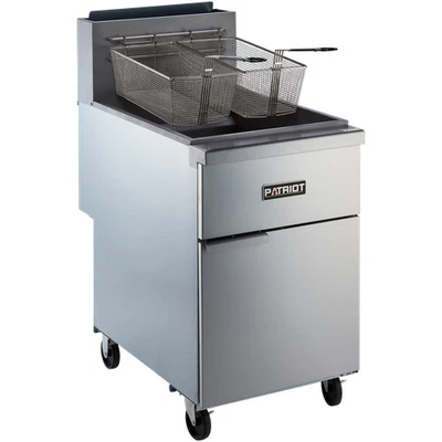 Patriot PT-F5-NG 65-70 lb. Stainless Steel Natural Gas Deep Floor Fryer 21"W - Image 1 of 4