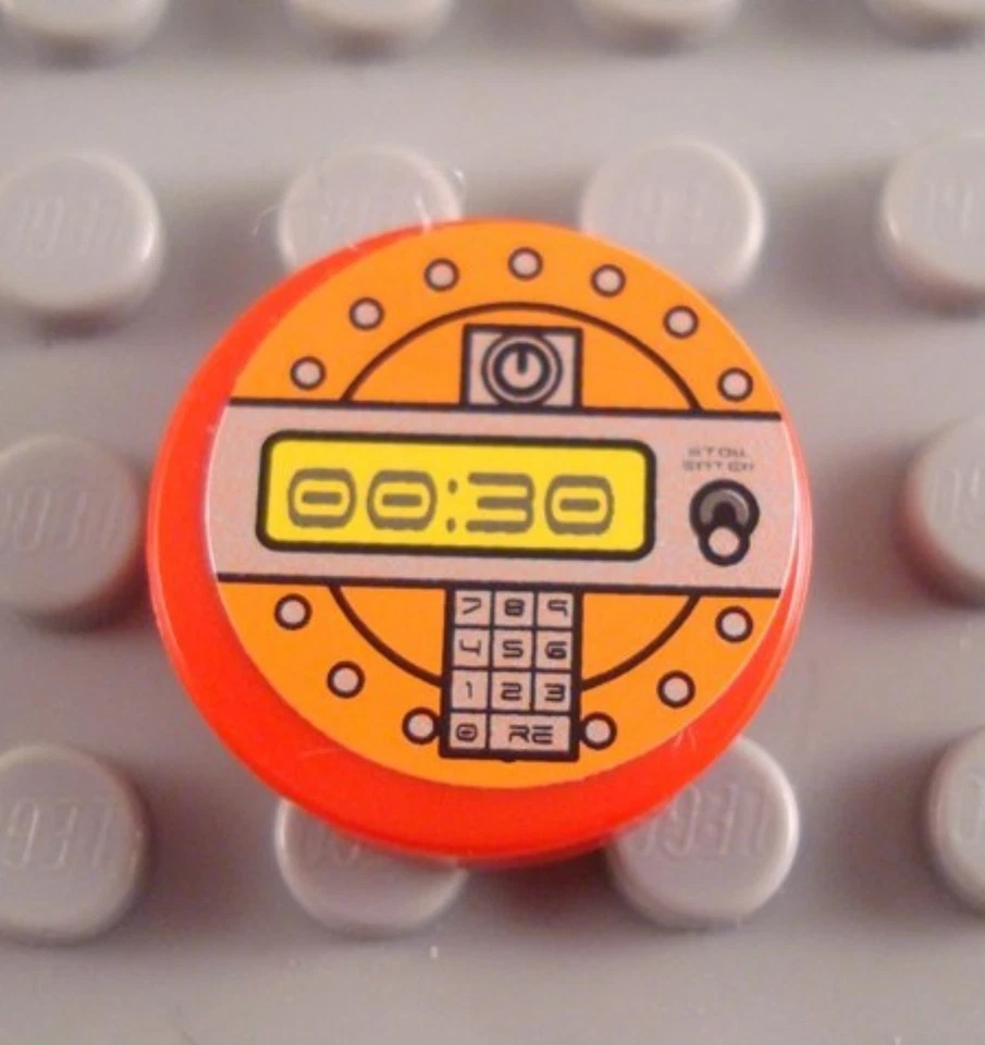 LEGO Red Racing 2x2 Round Decorated 30 Second Countdown Tile Sticker Piece - Image 1 of 1