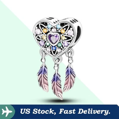 KUNSIR 925 Sterling Silver Heart Shaped Dream Catcher Bead Charm For Bracelet - Изображение 1 из 4