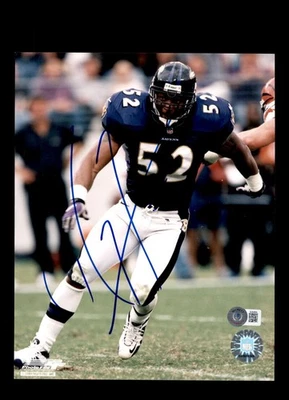Ray Lewis Beckett BAS Signed  8x10 Photo Autograph Ravens - Image 1 of 2