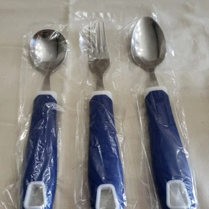 NEW 3 Adaptive Disability Handicap Eating Utensils EASY GRIP Heavy HAND TREMORS - Afbeelding 1 van 5